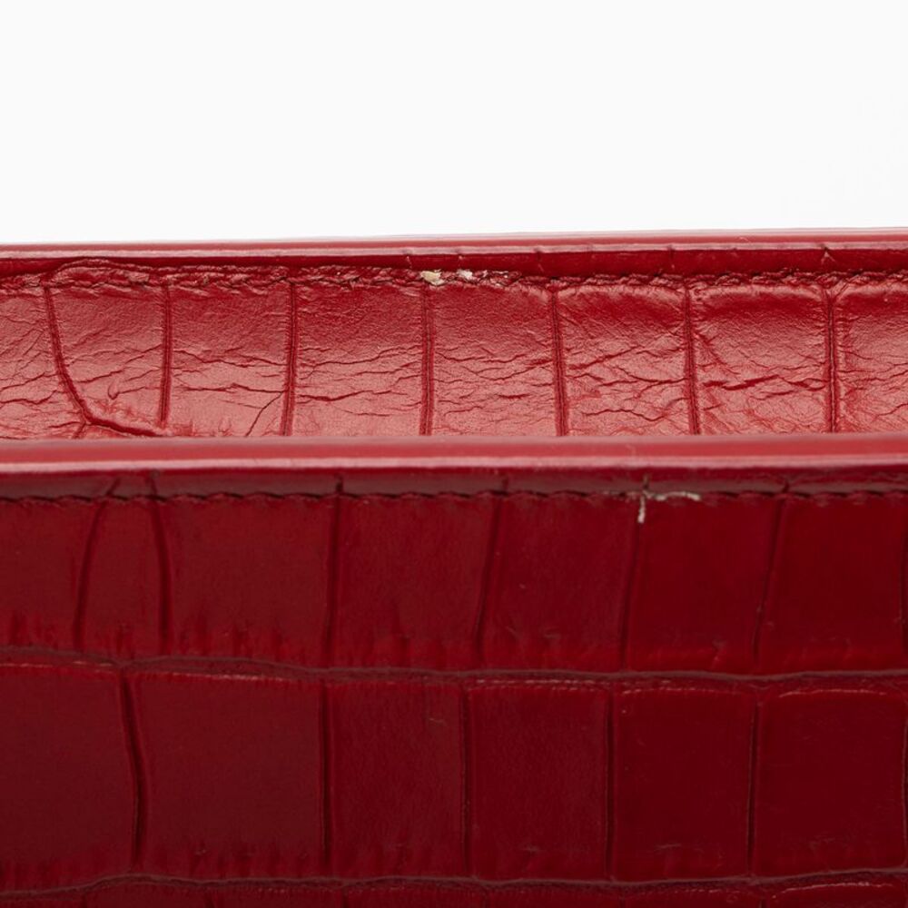 Saint Laurent Croc Embossed Leather Monogram Kate Tassel Chain Wallet - Picture 11 of 14
